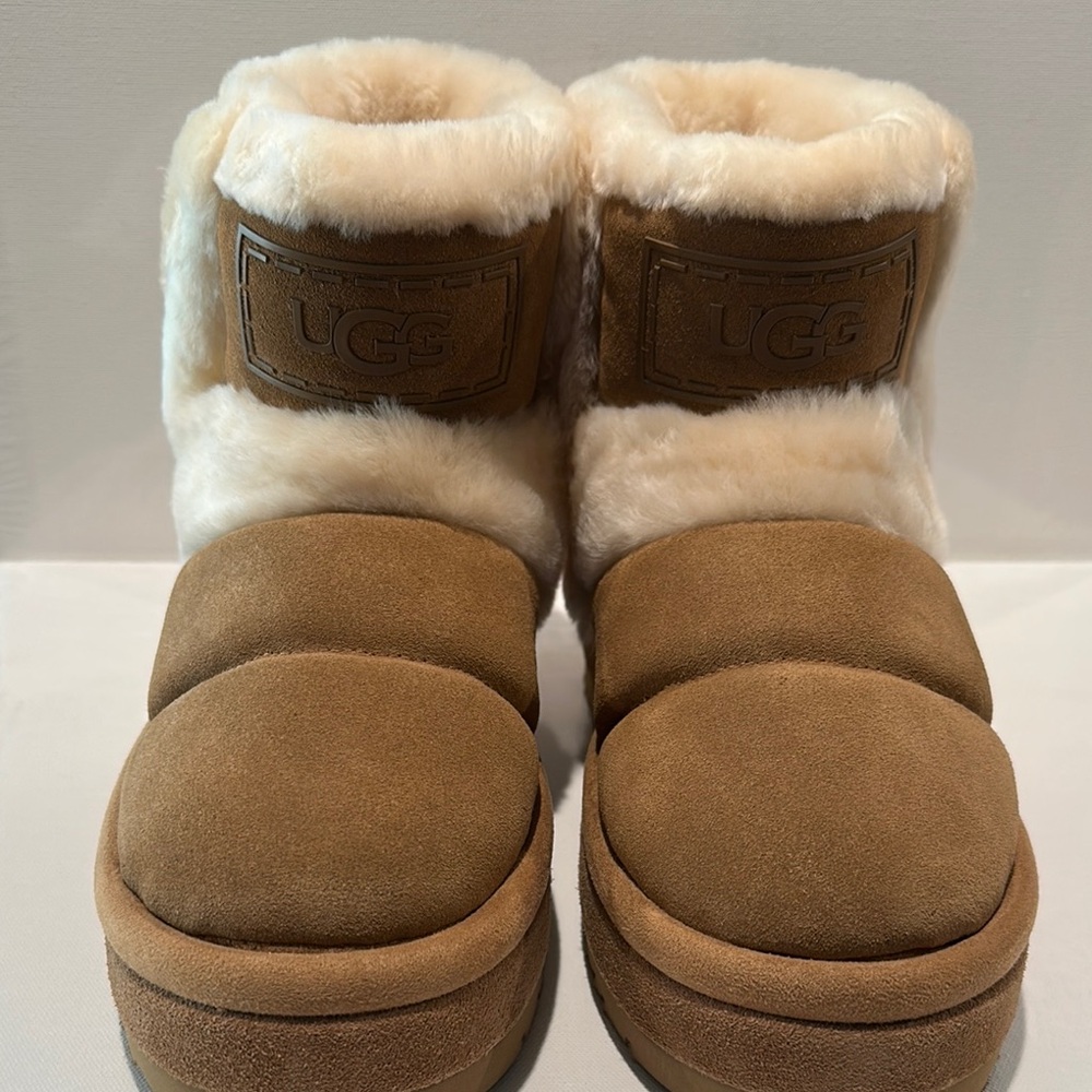 UGGPlush Suede Ankle High Boots Fully lined inside with Shearling Wool.